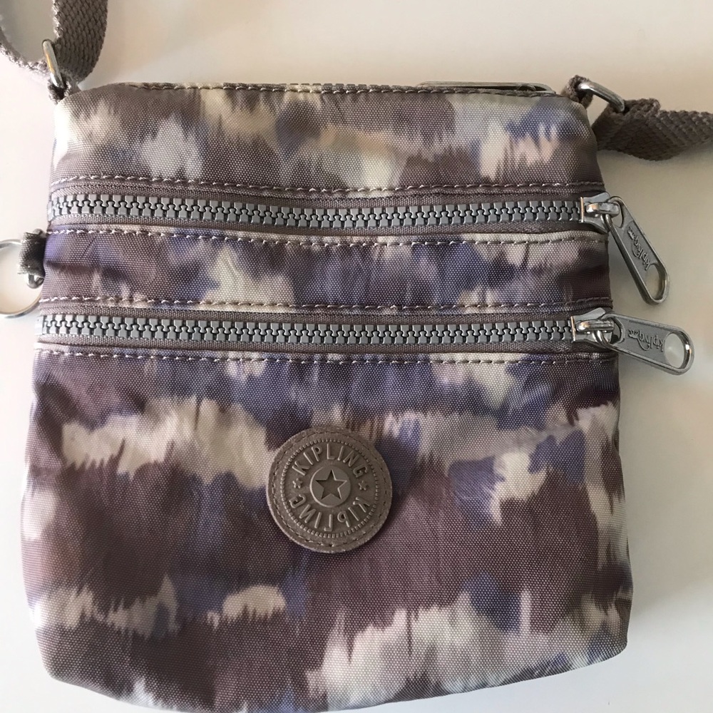 Kipling Purple/Beige/Tan Camo Print Crossbody Bag